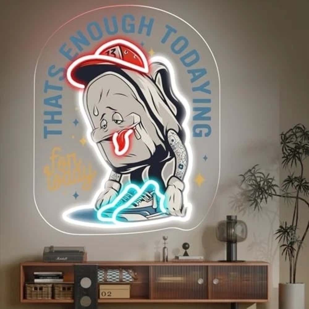 Neon Wall Art with Cartoon Design - Multicolor